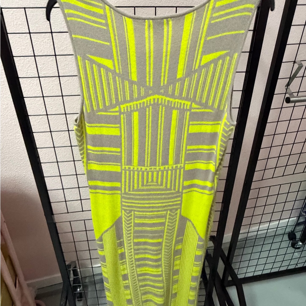 Bar III Neon Yellow Geometric Midi Dress - Picture 3 of 3